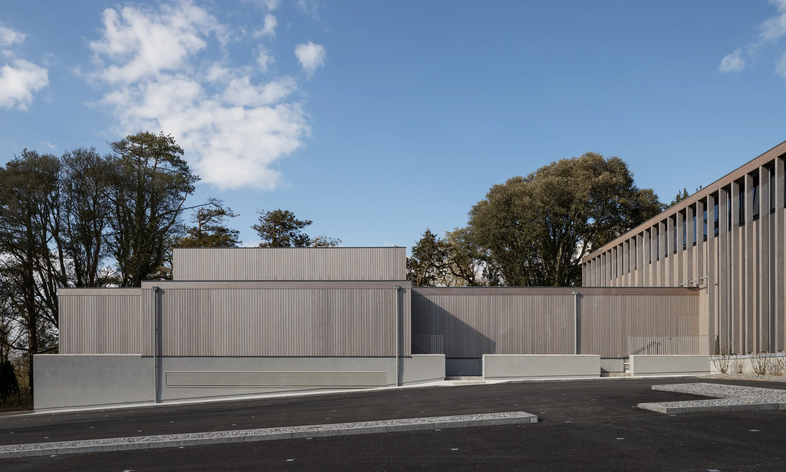 Pre-weathered timber cladding Adare Manor Padel Club detail