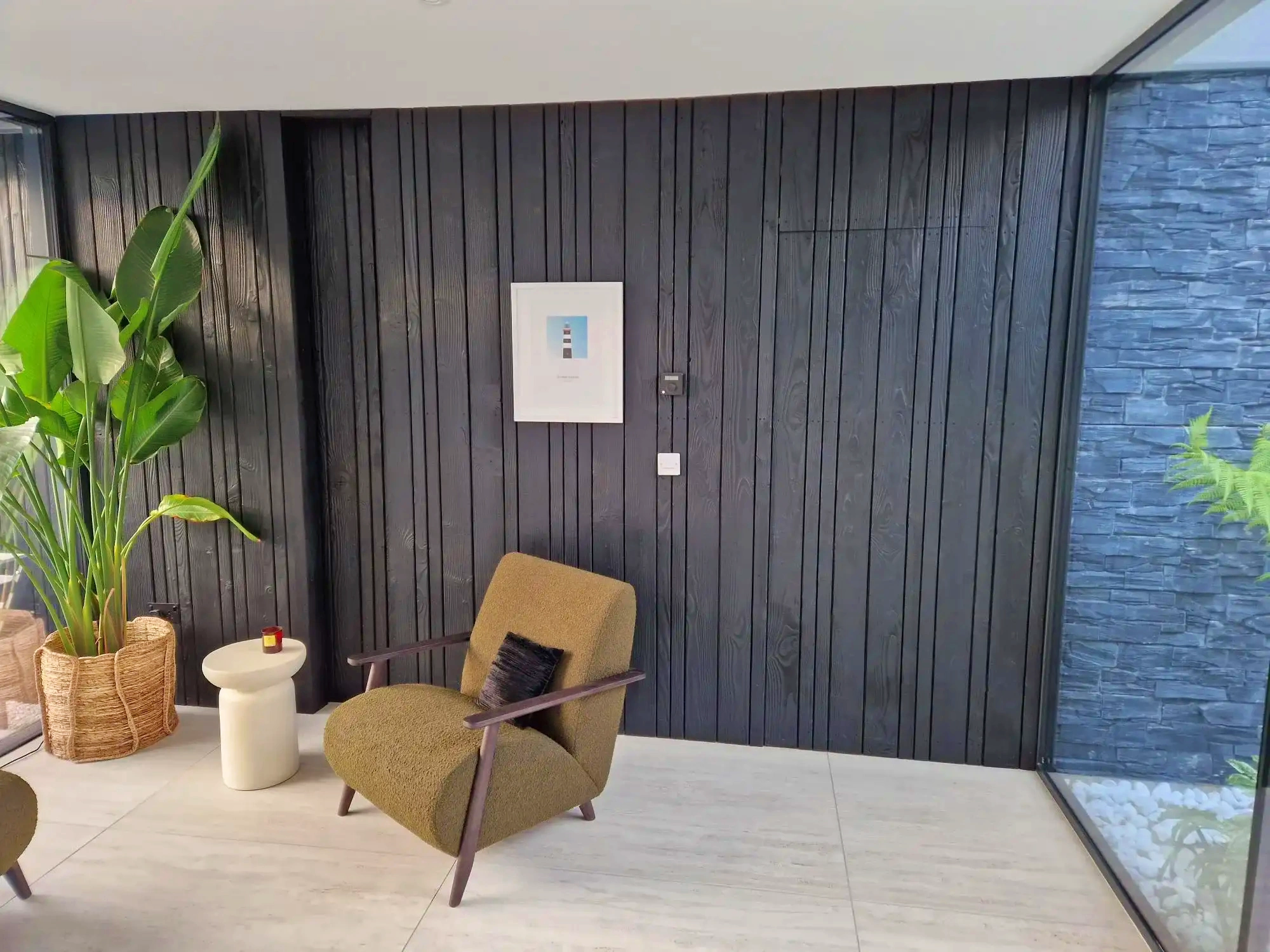 Douglas fir Yakisugi cladding Cork inside outside junction